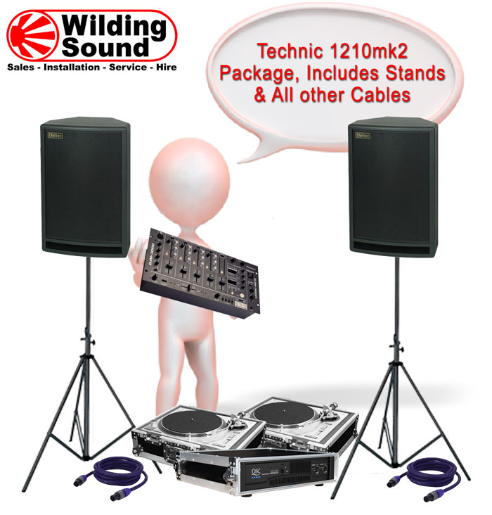 Technics decks, mixer, amp and speaker Hire Package